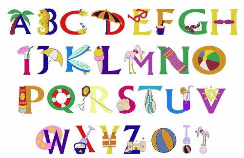 Beach Alphabet Embroidery Font | AnnTheGran