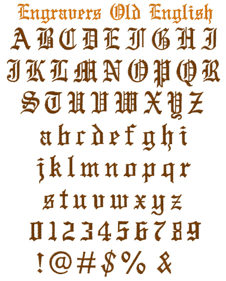Engravers Old English Embroidery Font Annthegran