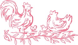 Chicken Redwork File CHICKEN FAMILY REDWORK Vector Illustration | AnnTheGran.com