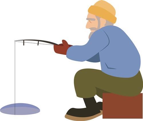 Ice Fishing Vector Illustration