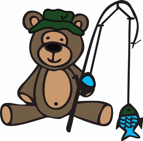 Fishing Teddy Bear Vector Illustration
