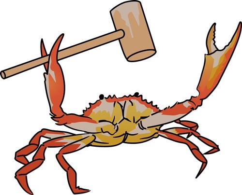 Crab Wtih Mallet Vector Illustration