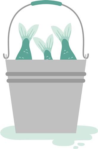 Fish Bucket Vector Illustration