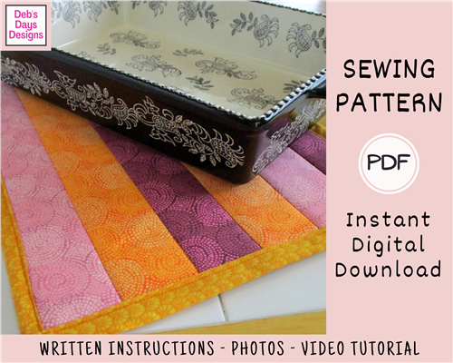 PDF Large Casserole Hot Pad Tutorial, Printable Sewing Pattern