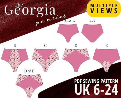 High Waist Panties Sewing Pattern, Sizes UK 6-24