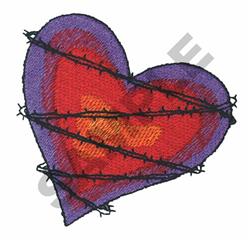 Barbed Wire Heart Redwork Embroidery Design,instant Download