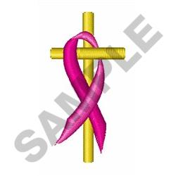 CANCER RIBBON ON CROSS Embroidery Design | AnnTheGran.com