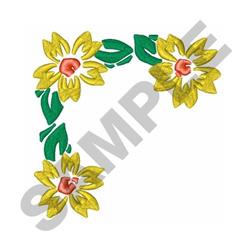 Meadow Flowers Corner Embroidery Design