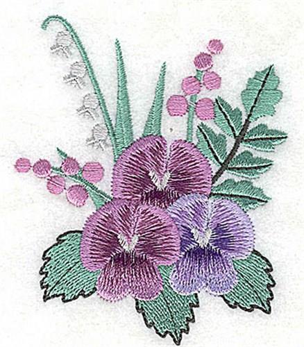 Machine embroidery design Romantic Pansies Floral Corner