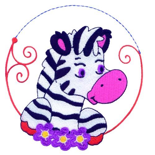 Cartoon Zebra Head Embroidery Design 