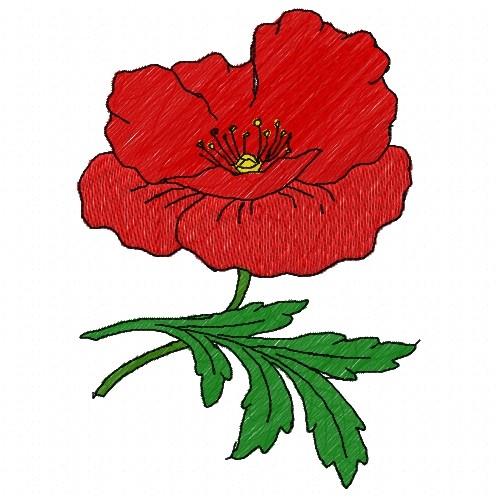 Red Poppy Flower Embroidery Design