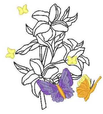 Purple Lily Embroidery Design
