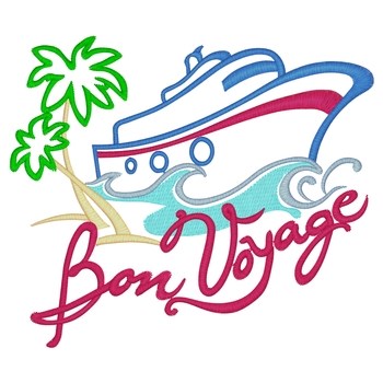Bon Voyage Cruise Ship Embroidery Design | AnnTheGran.com