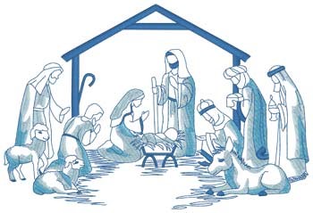 NATIVITY LINEWORK  10 MACHINE EMBROIDERY DESIGNS CD or USB 