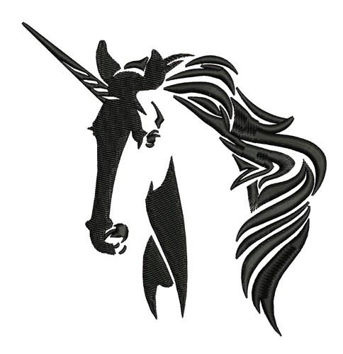 black and white unicorn head