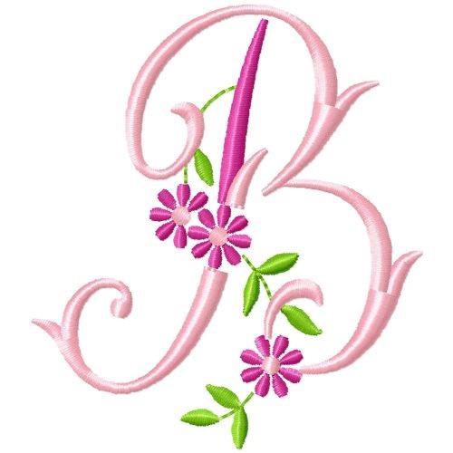 Monogram Pink Bloom N Embroidery Design