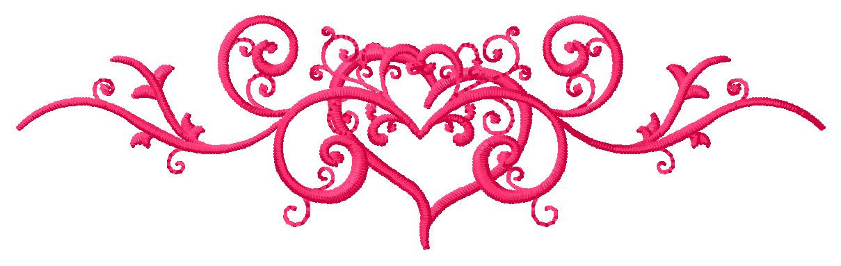 5 sizes Machine embroidery design  Patterns Heart scroll design element