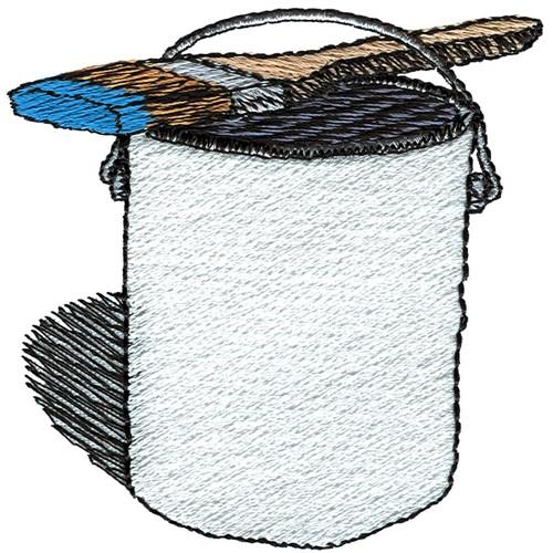 Paint Can and Brush Embroidery Design