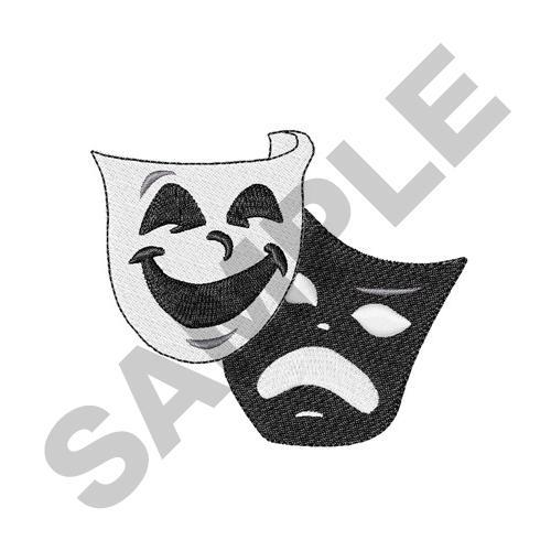 Tragedy Comedy Masks Embroidery Design