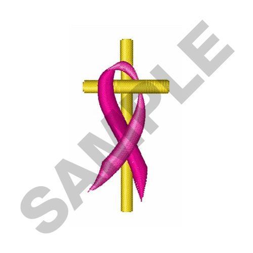 Cross With Cancer Ribbon Around It