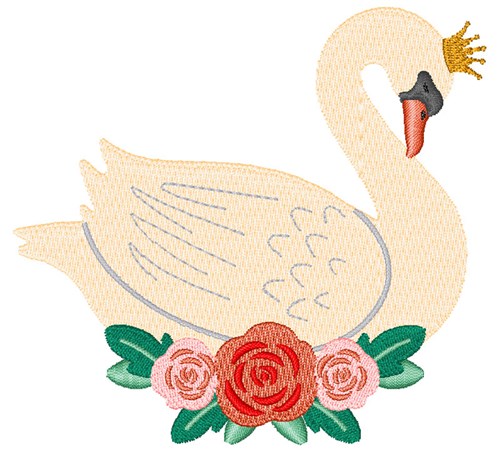 7 Sizes-Swan with Rose-Machine Embroidery Design--Instant download