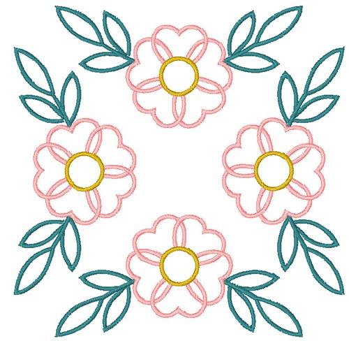 Machine Embroidery Design ITH - Petal Pillow Quilt Block