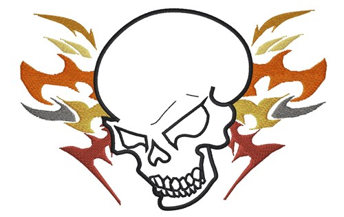 Flaming Skull Outline Embroidery Design | AnnTheGran