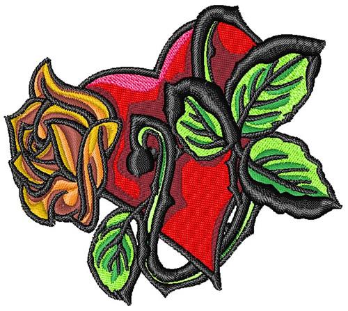 Hearts with doodle rose flower forget me not svg, - MasterBundles