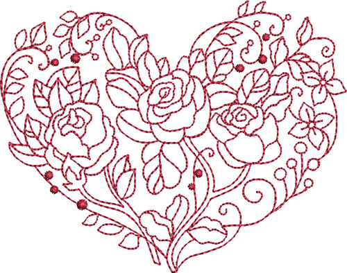 20 Designs HEARTS Machine Embroidery Redwork Patterns 2 Sizes