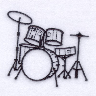 Drum Set Outline Embroidery Design | AnnTheGran