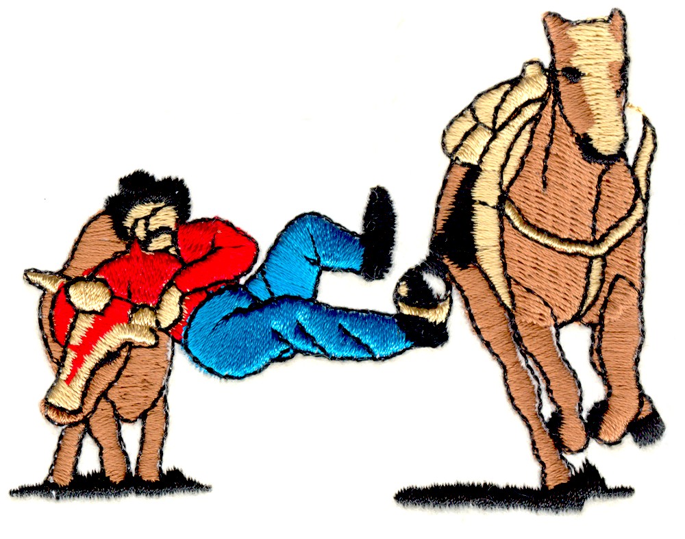 Steer Wrestling Embroidery Design | AnnTheGran.com steer-wrestling-embroidery-design-annthegran-com
