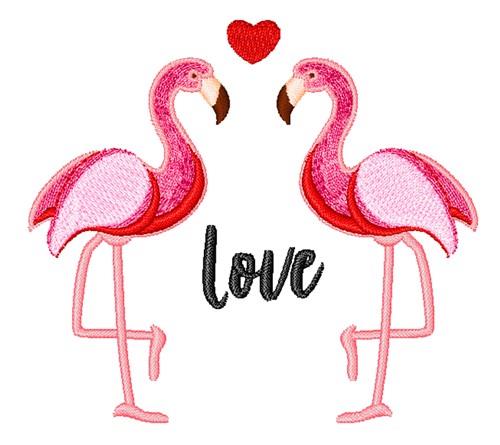 Flamingo Love Embroidery Design
