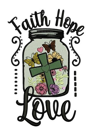 Faith, Hope & Love Floral Hand Embroidery PDF Pattern (Download