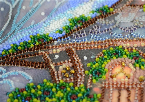 Abris Art Luxurious Sapphire Bead Embroidery Kit - Complete Set With Preciosa Beads, Canvas & Instructions For DIY Craft